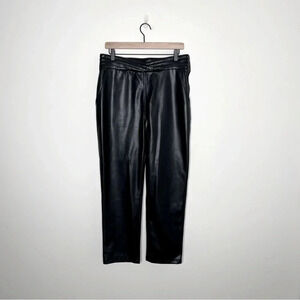 7 For All Mankind FAUX LEATHER HIGH RISE ANKLE TROUSER IN BLACK quite luxury